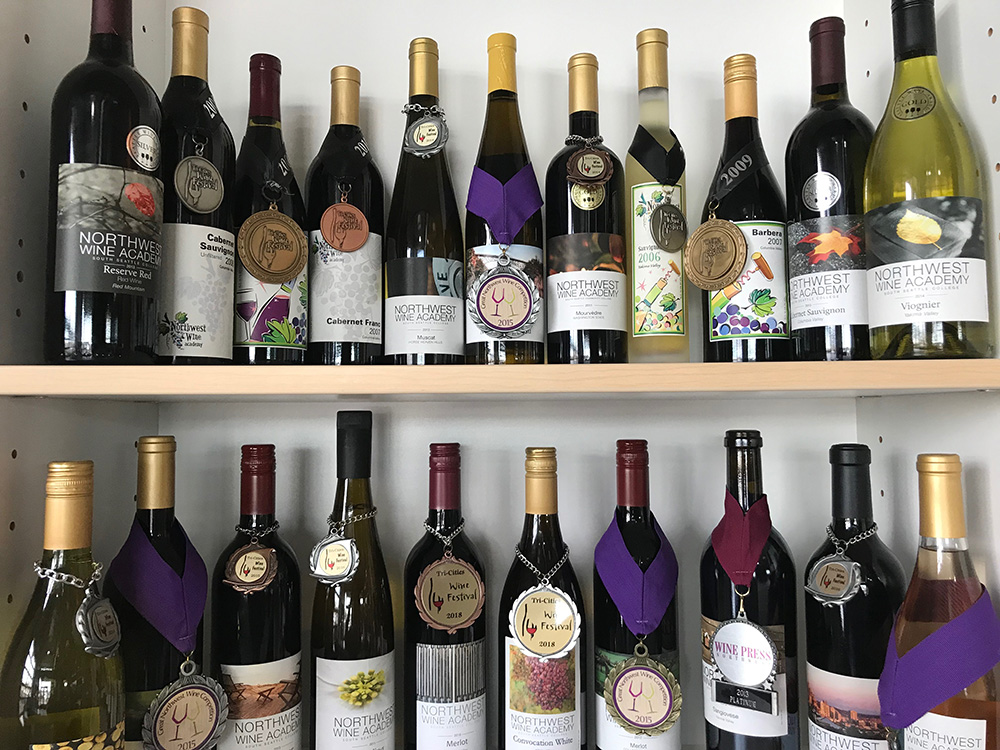 Award winning wines displayed