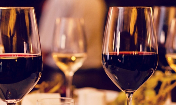 Red wine glasses