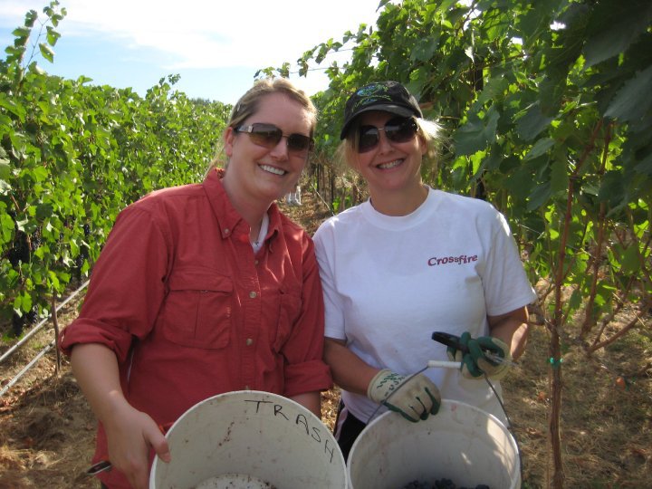 Students with the grapes